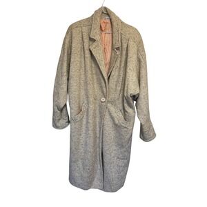 VTG Michelle Stuart Womens Wool Tweed Overcoat XXL Tan Long Classic